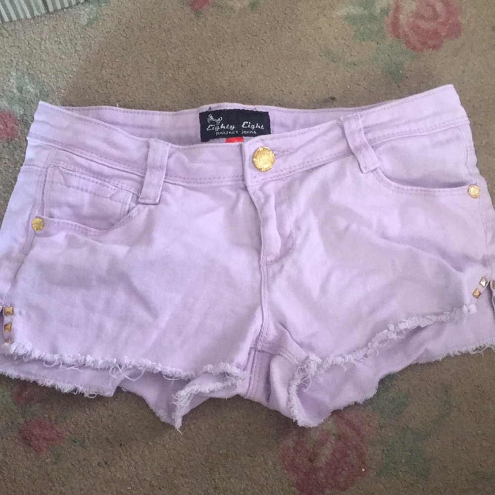 Purple jean shorts